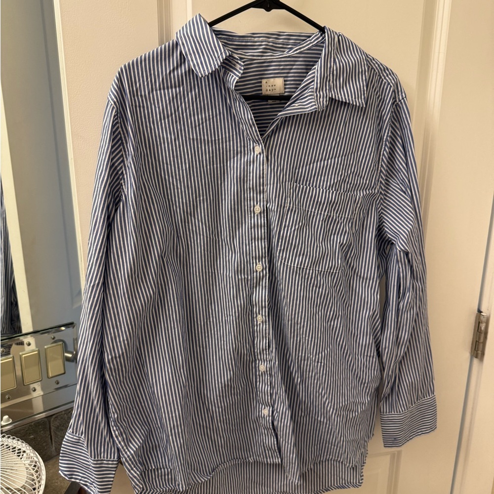 A New Day Navy and White Striped Shirt
